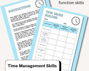 Aufgabenzeitschätzung Arbeitsblatt | Zeitmanagement Exekutivfunktionsfähigkeiten Printable (PDF)