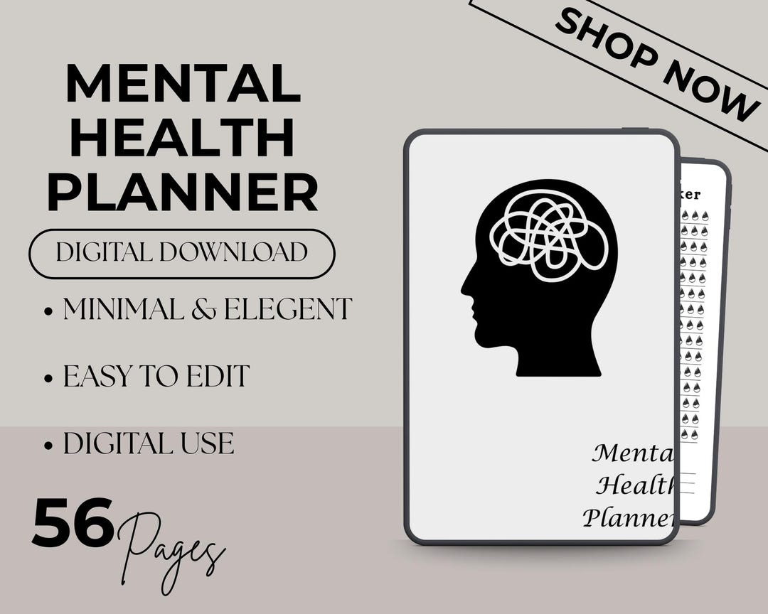 Mental Health Planner Editable in Canva | Anxiety & Mood Tracker | Self ...