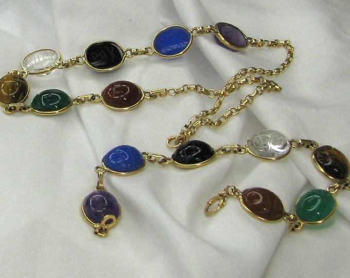 14K Yellow Gold Multi Gemstone Scarub Bracelet