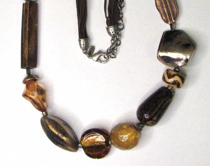 Mixed Media Autumn Color Necklace