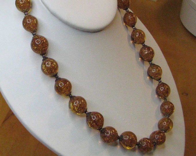 GOLDEN SPARKLE VENETIAN Glass Bead Necklace