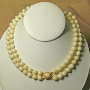 Vintage Mid Century Angelskin Coral Double Strand Necklace