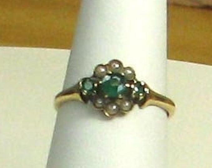 Vintage Victorian Emerald and Seed Pearl Ring