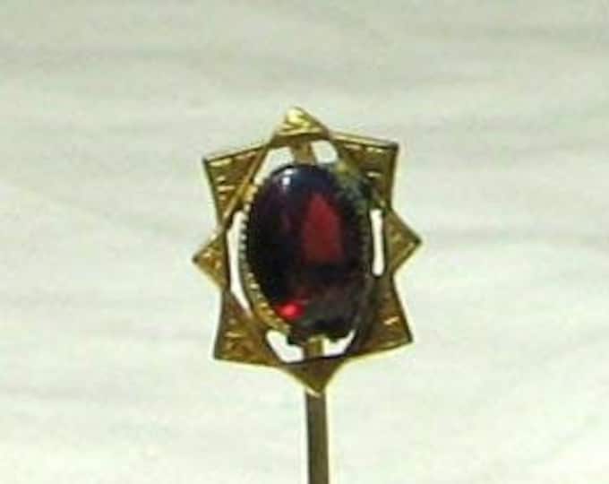 Vintage Gold Tone Dragon's Breath Glass Cravat Lapel Pin