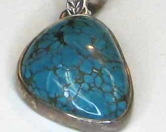 Sterling Silver Greenish Blue Turquoise with Matrix Pendant