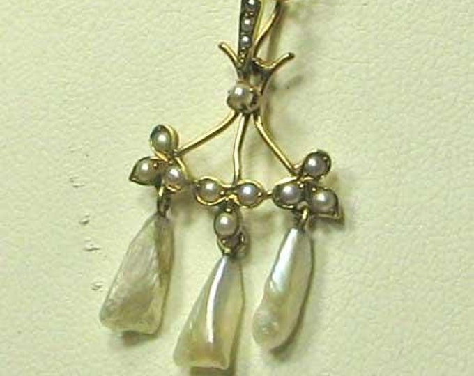 Vintage Edwardian Natural Pearl Lavalier Pendant