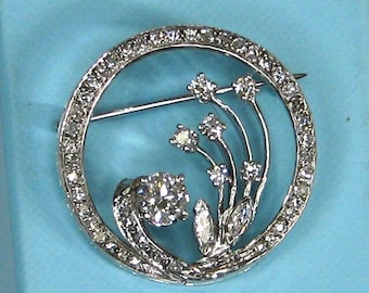 PRICE REDUCED Vintage White Gold Diamond Spray Brooch