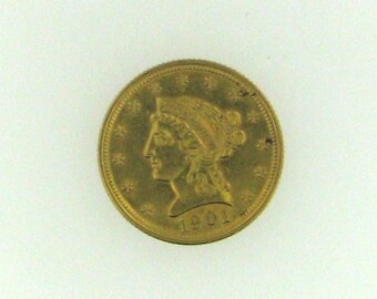 Vintage GOLD 1901 Liberty Two and a Half Dollar Coin