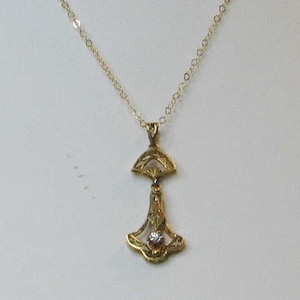 VINTAGE EDWARDIAN LAVALIER Gold and Diamond