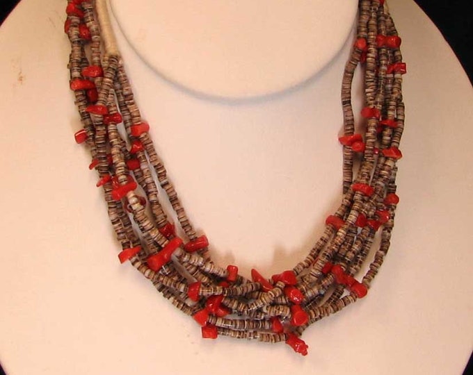 Vintage Coral Multi-Strand Southwestern Necklace