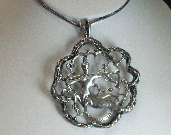 Large Sterling Silver Sagittarius Pendant on Chain