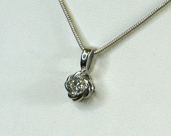 Half Carat Natural Diamond White Gold Pendant