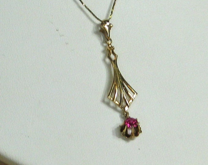 Vintage Edwardian 10K Lavalier with LC Ruby