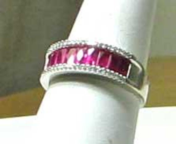 Natural Ruby and Diamond Ring Set in White Gold - image 3