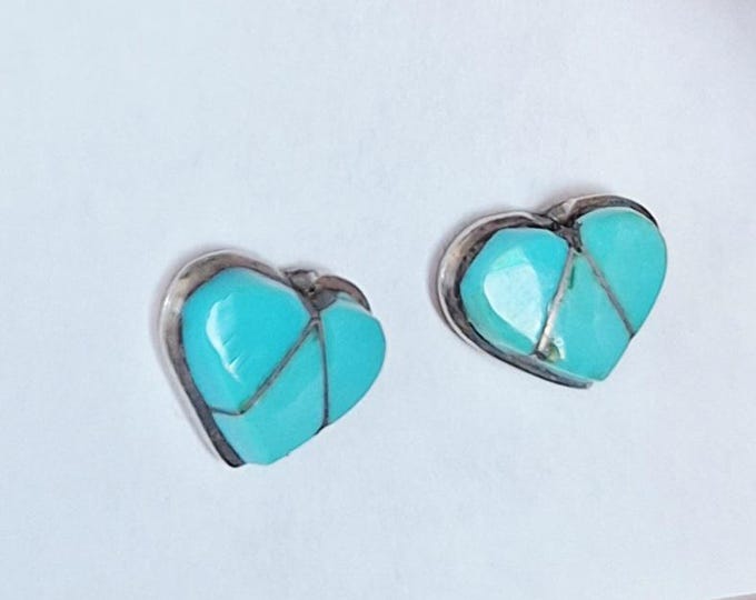 Adorable Turquoise Heart Shaped Stud Earrings