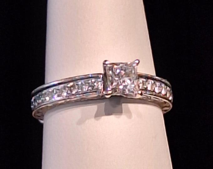 GIA Certified Natural Half Carat Princess Cut with Eternity Band