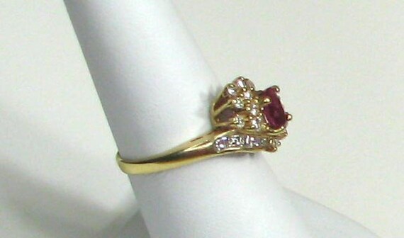 Vintage Natural Ruby Ring with Round and Square C… - image 4