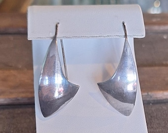 Sterling Silver 80s Stylish Avant Garde Drop Earrings