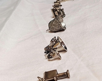 Vintage Sterling Silver Household Items Charms Telephones Car Rocking Chair Etc