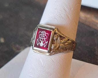 Vintage 14K White Gold Art Deco Signet Ring