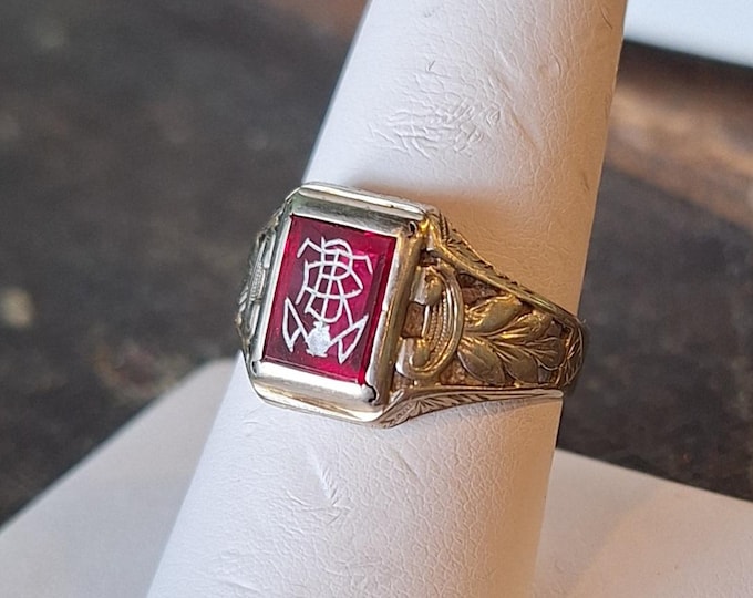 Vintage 14K White Gold Art Deco Signet Ring