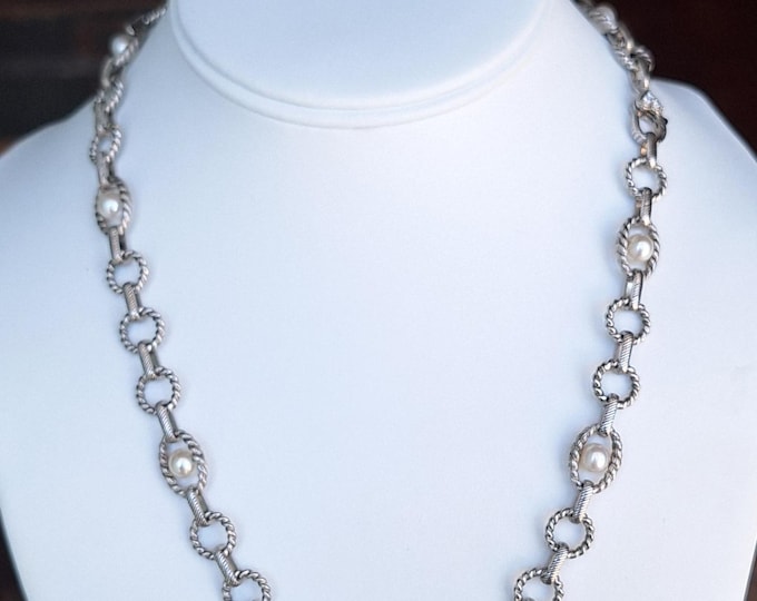Judith Ripka Sterling Silver Cultured Pearl Link Necklace
