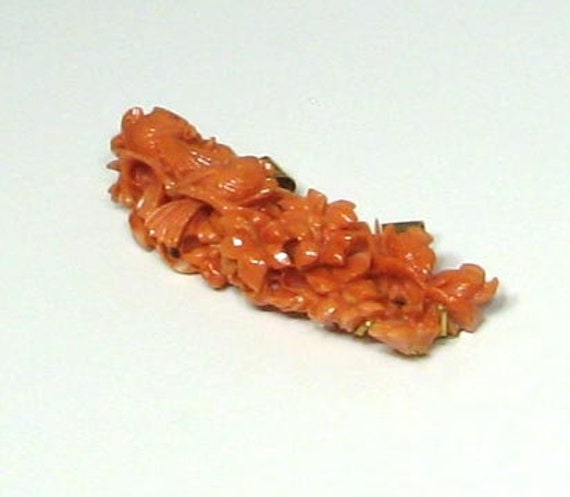 Vintage Mid Century Coral Carved Bird and Coral P… - image 2