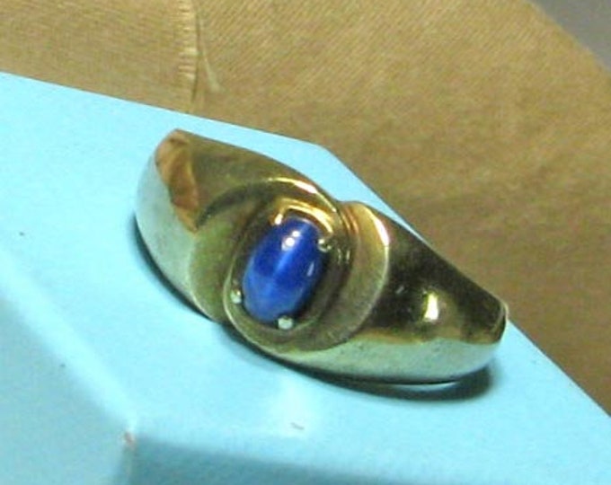 Vintage Retro Gents Lindy Star Sapphire Gold Ring