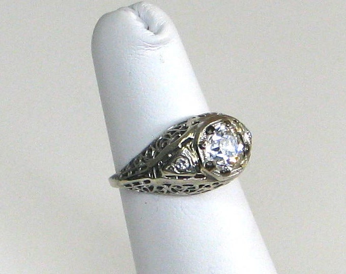 Vintage Edwardian One Carat Plus Old European Cut Diamond Engagement Ring