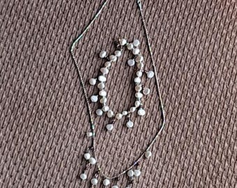Sterling Silver Baroque Pearl and Garnet Necklace and Bracelet Set