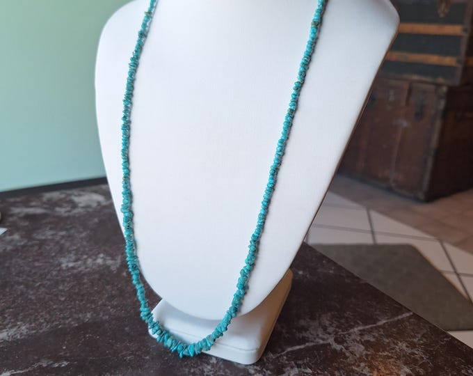 28 Inch Tumbled Graduated Turquoise Necklace