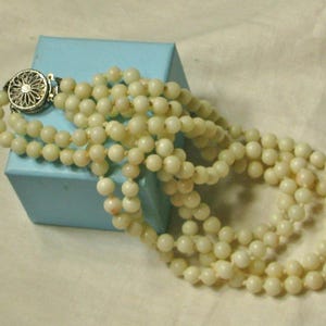 Vintage Angelskin Coral Double Strand Necklace