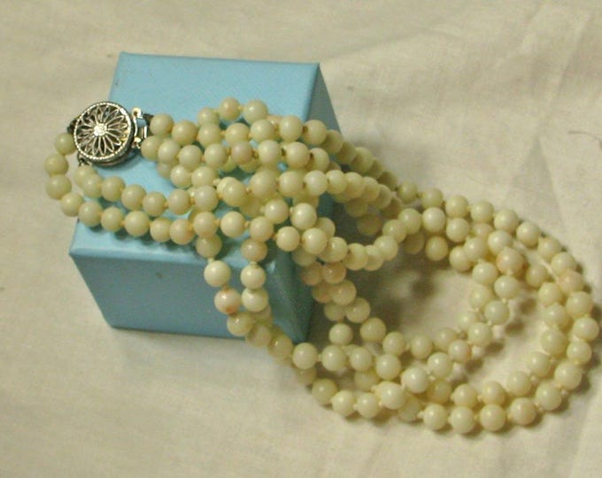 Vintage Angelskin Coral Double Strand Necklace