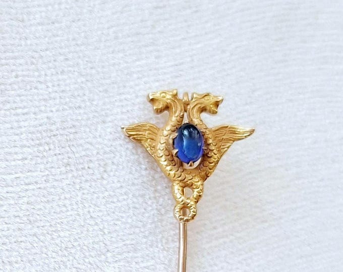 Vintage 14KY Hong Two-Headed Dragon Cravat Pin