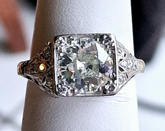 PRICE REDUCED: Vintage Edwardian 1.70 Ct Old European Cut Diamond Engagement Ring