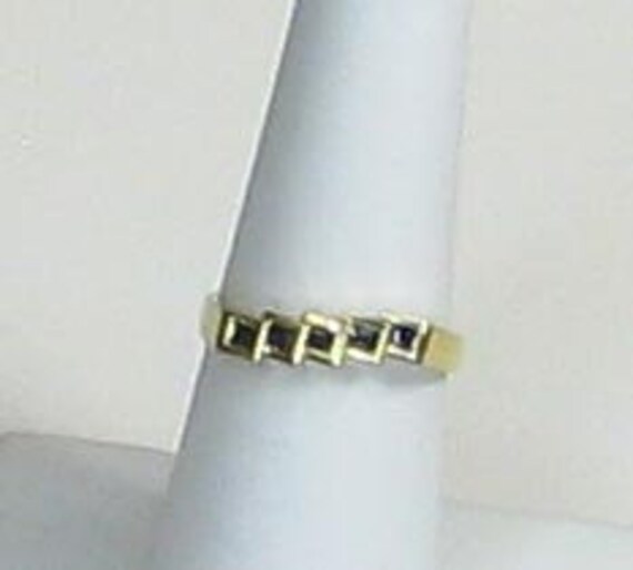 14K Yellow Gold Square Sapphire Band - image 9