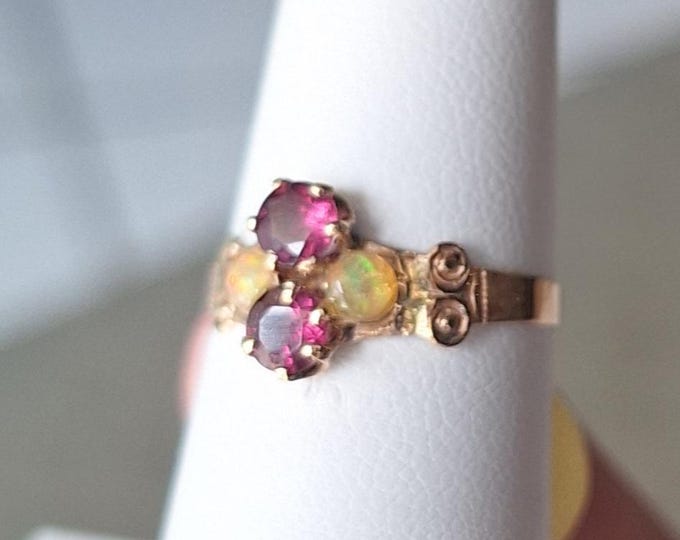 Vintage Victorian Garnet and Opal Ring