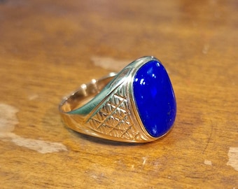 14K Yellow Gold Lapis Lazuli Cabochon Ring