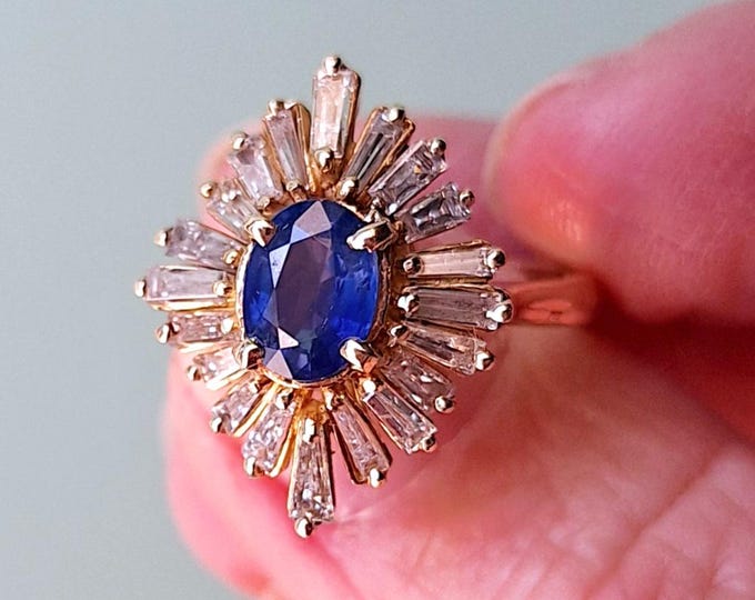 Cornflower Blue Sapphire 14K Yellow Gold Ballerina Style Ring