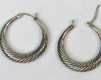 Sterling Silver Twisted Hoop Earrings