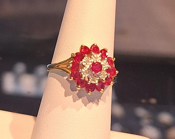 Vintage Natural Ruby and Diamond Circular Ring