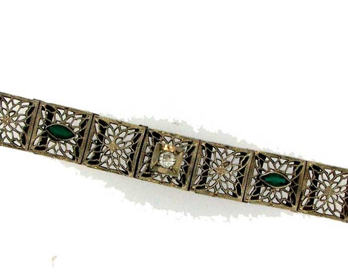 Vintage Art Deco White Gold Filigree Bracelet
