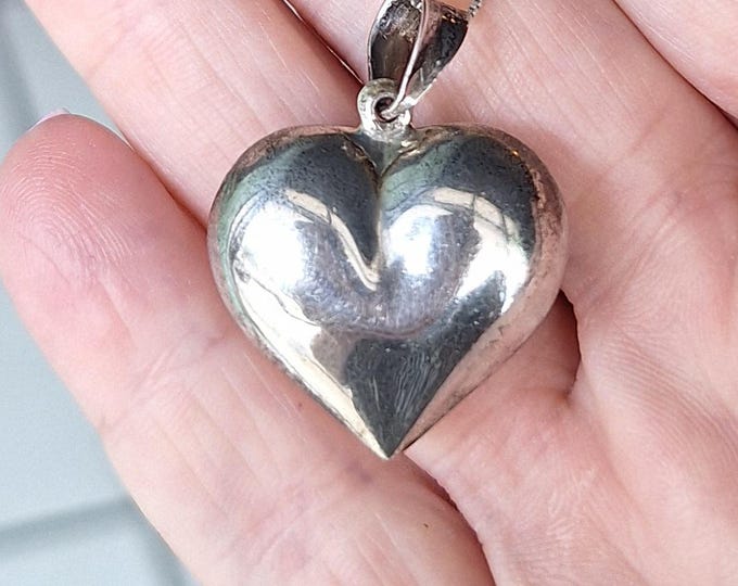 Nice Size Sterling Silver Puffy Heart Pendant