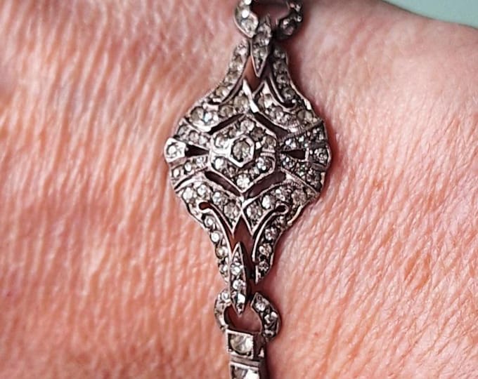 Vintage OTIS Sterling Silver Rhinestone Bracelet