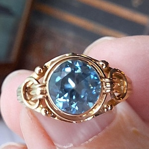 Unique Gold Blue Zircon Ring