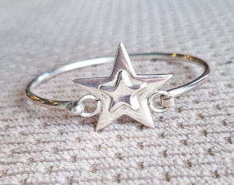 Sterling Silver Star Bangle Bracelet