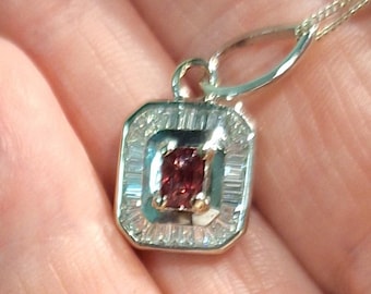 Natural Red Spinel and Channel Set Diamond Pendant