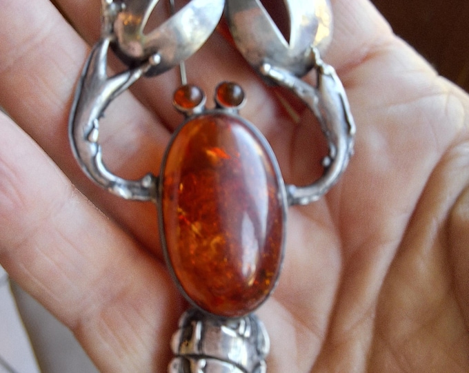 Sterling Silver Amber Lobster