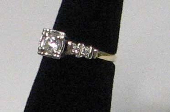 Vintage 40s Yellow and White Gold Diamond Engagem… - image 7