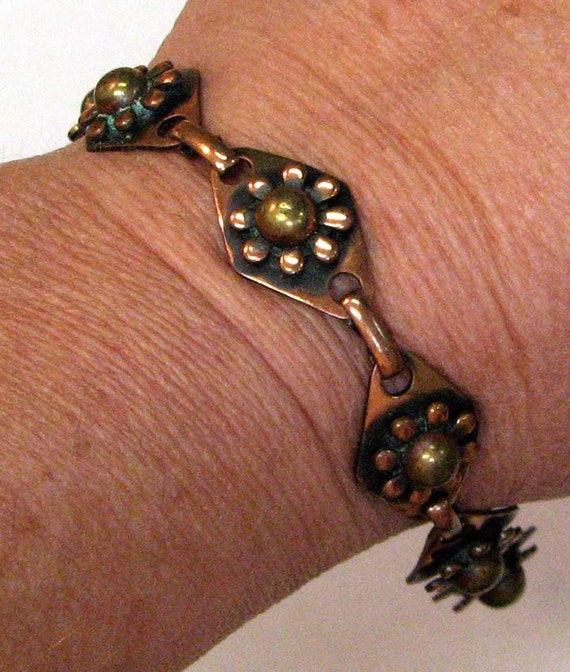 Vintage Retro Copper Link Bracelet - image 1